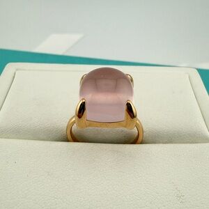 RARE Tiffany & Co. 18k Large Rose Quartz Sugar Stack Ring in Rose Gold